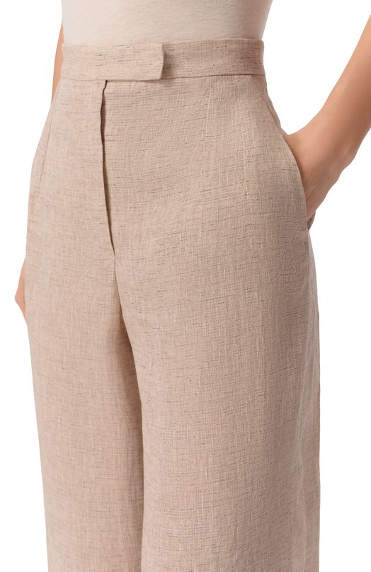 Льняные брюки Emporio Armani EW003973/TE10381 Бежевый  EW003973/TE10381 Фото 5