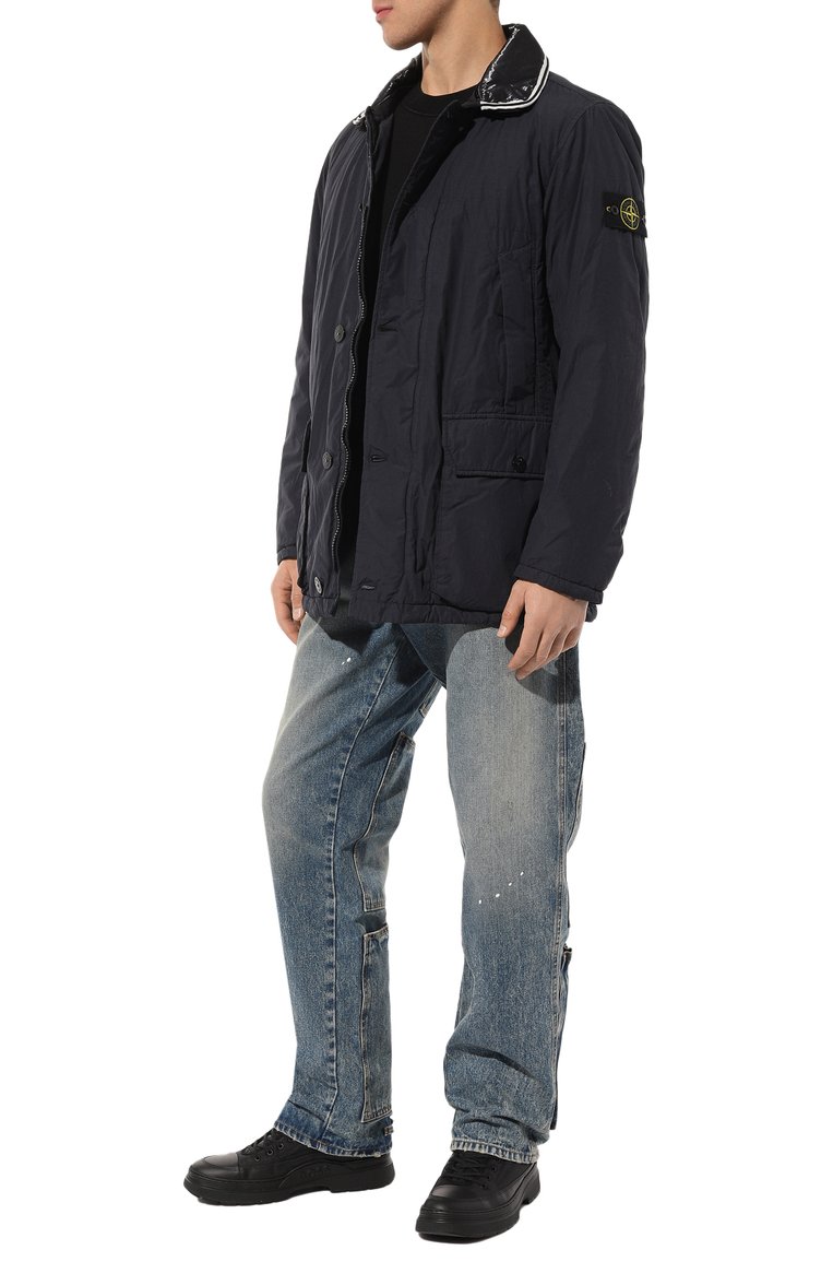 Мужская утепленная куртка STONE ISLAND темно-синего цвета, арт. 751543732 | Фото 2 (Длина (верхняя одежда): До середины бедра; Рукава: Длинные; Мужское Кросс-КТ: утепленные куртки; Материал подклада: Синтетический материал; Материал внешний: Синтетический материал; Стили: Кэжуэл; Кросс-КТ: Утепленные; Автоматизация ТО: Проставлено; Автоматизация состава: Проставлено)