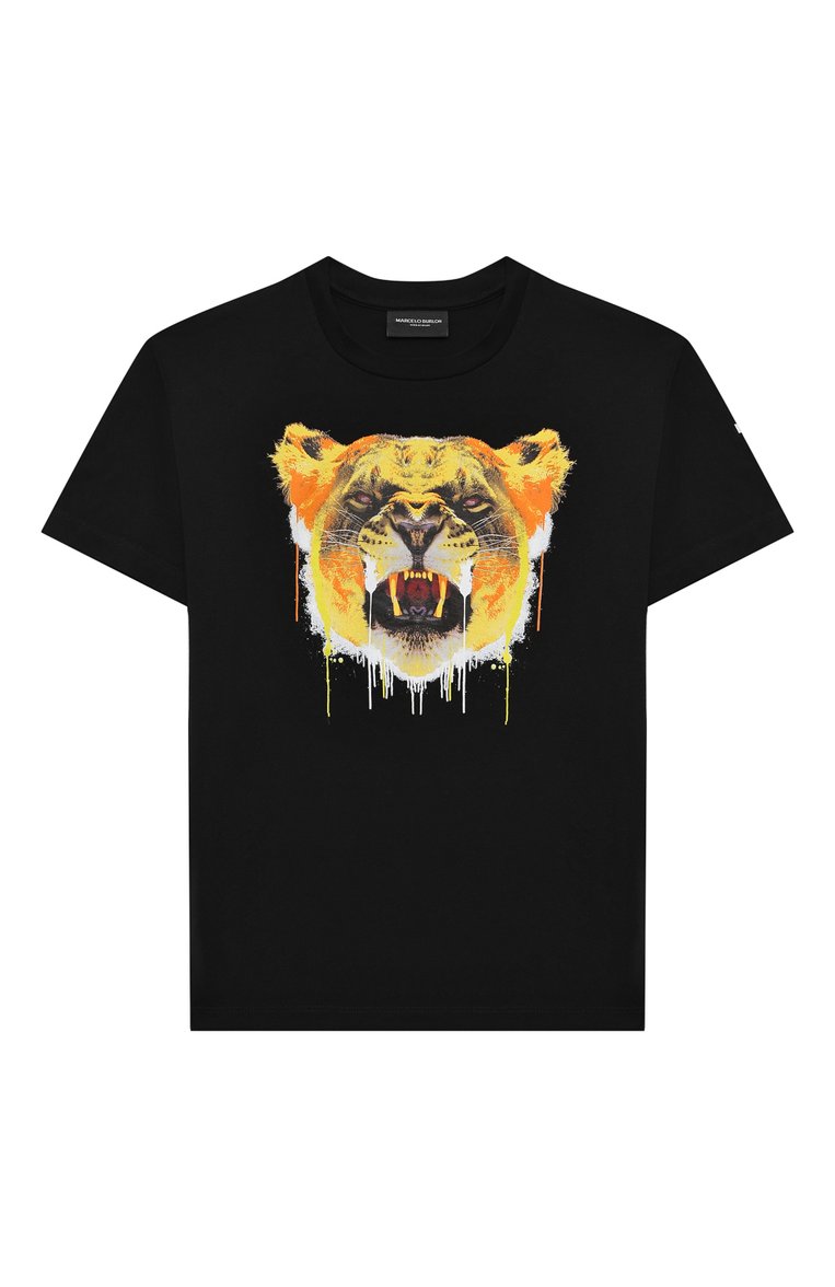 Детская хлопковая футболка MARCELO BURLON KIDS OF MILAN черного цвета, арт. 21E/B/MB/1103/0010/2-6Y | Фото 1 (Рукава: Короткие; Материал внешний: Хлопок; Региональные ограничения белый список (Axapta Mercury): RU, Не проставлено; Мальчики Кросс-КТ: Футболка-одежда; Материал сплава: Проставлено; Драгоценные камни: Проставлено; Ростовка одежда: 6 лет | 116 см)