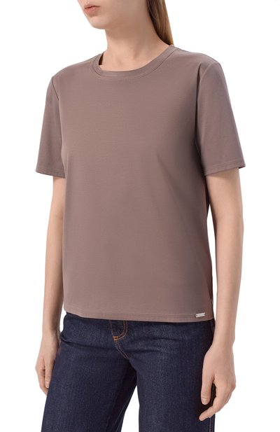 Хлопковая футболка KITON коричневого цвета по цене 110000 руб., арт. D61449H08051, фото 3 Хлопковая футболка KITON, арт. D61449H08051, фото 3