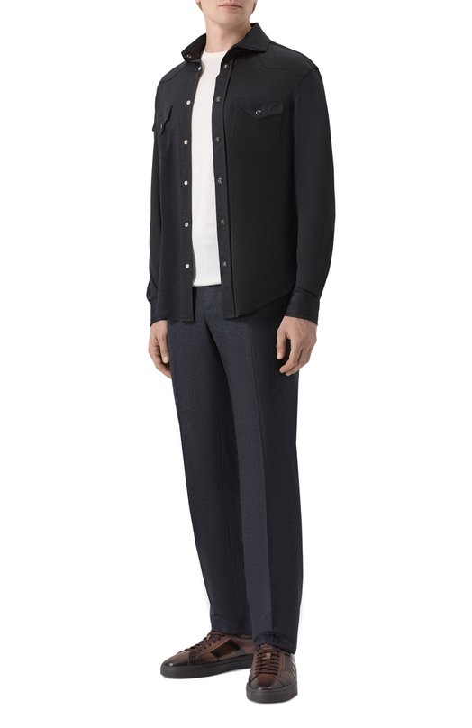 Шерстяная рубашка Marco Pescarolo RIB0T/53Y04 Чёрный  RIB0T/53Y04 Фото 2