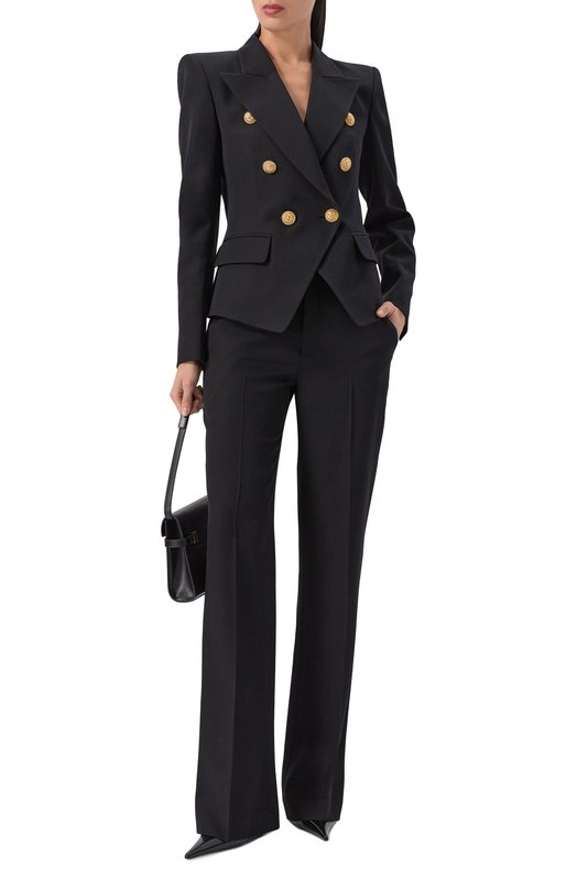 Шерстяные брюки Balmain GF1PN220/WC09 Чёрный  GF1PN220/WC09 Фото 2