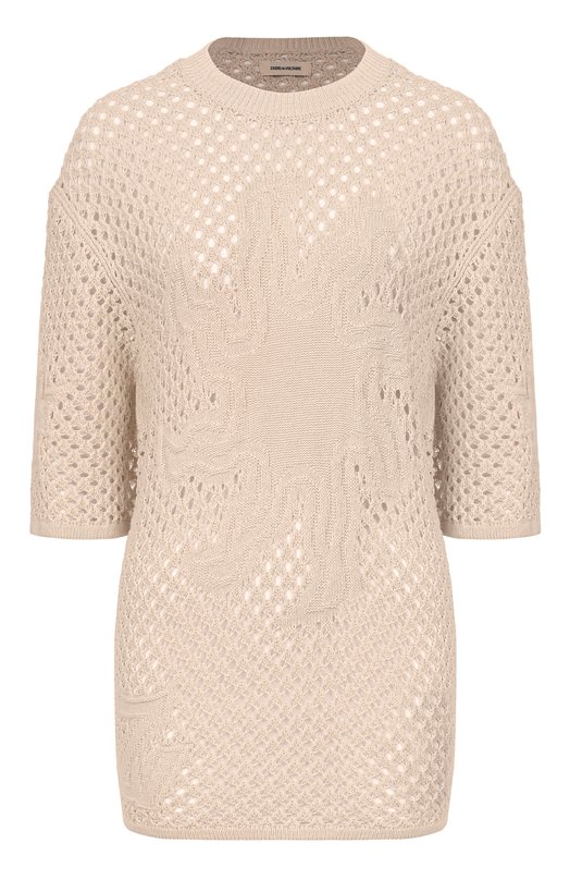 Пуловер изо льна и хлопка Zadig and Voltaire KWSW02924 Бежевый KWSW02924