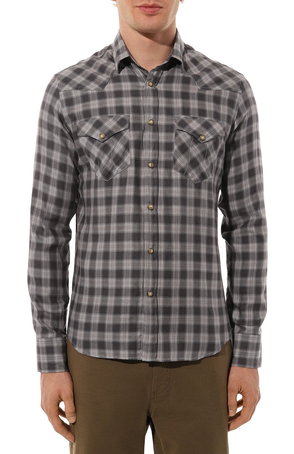 Рубашка из хлопка и лиоцелла CANALI серого цвета по цене 56250 руб., арт. CSL7066/GL03348, фото 3 Рубашка из хлопка и лиоцелла CANALI, арт. CSL7066/GL03348, фото 3