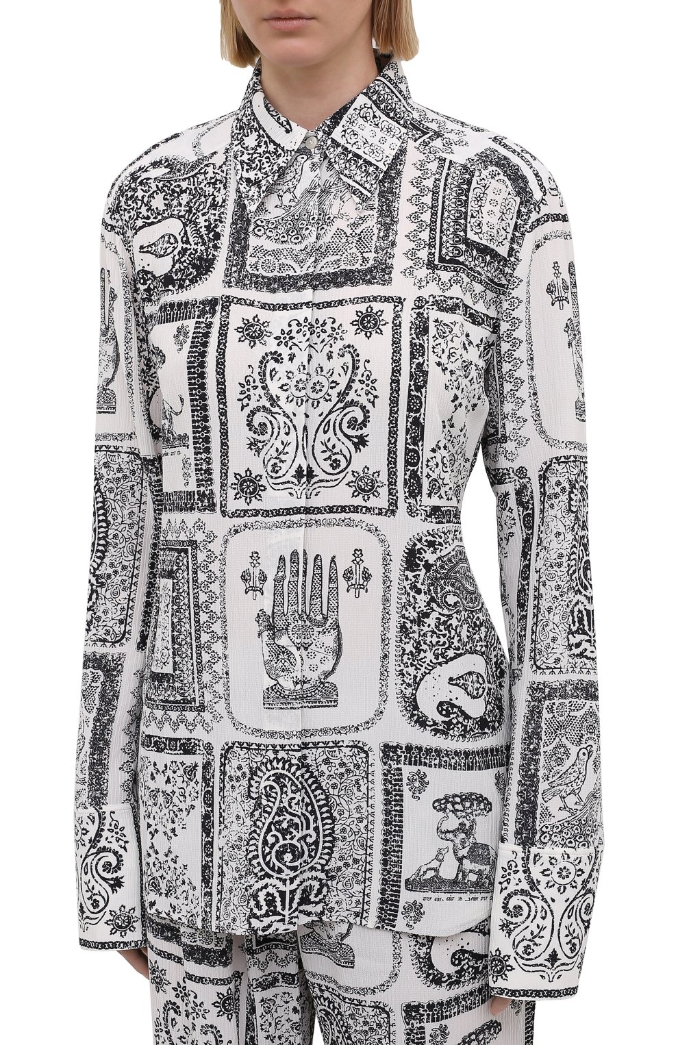 Рубашка из вискозы ACNE STUDIOS черно-белого цвета по цене 54500 руб., арт. AC0336, фото 3 Рубашка из вискозы ACNE STUDIOS, арт. AC0336, фото 3
