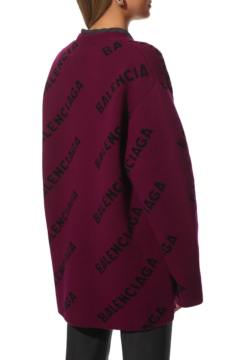 Шерстяной кардиган BALENCIAGA фиолетового цвета по цене 130500 руб., арт. 659676/T1567, фото 4 Шерстяной кардиган BALENCIAGA, арт. 659676/T1567, фото 4