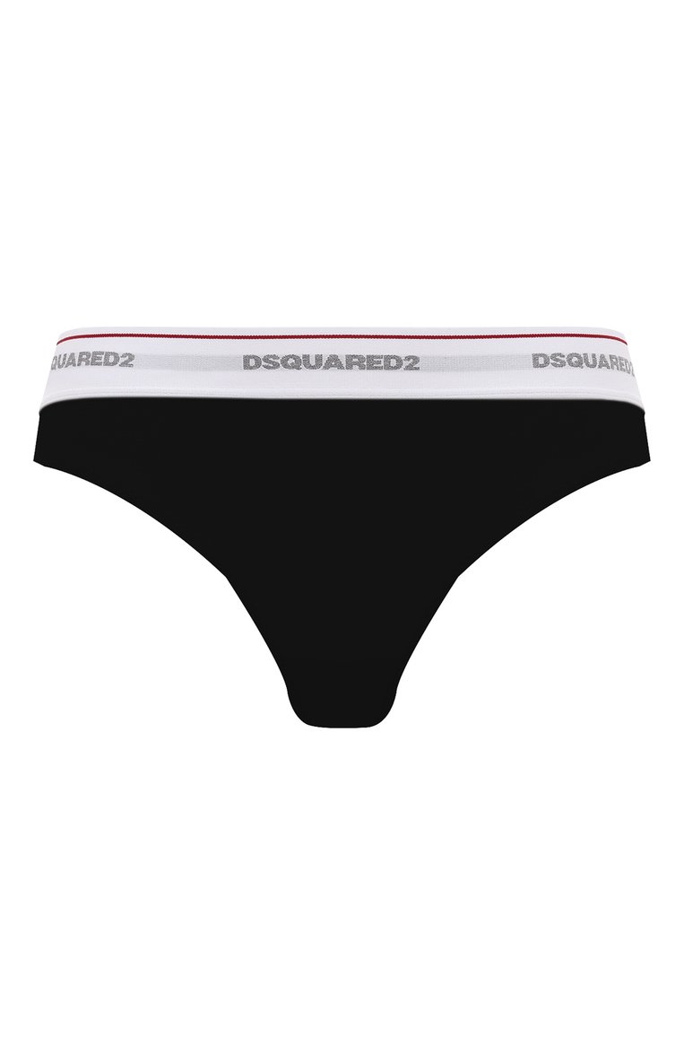 Женские трусы-слипы DSQUARED2 черного цвета, арт. D8LL15550 | Фото 1 (Материал внешний: Хлопок; Нос: Не проставлено)