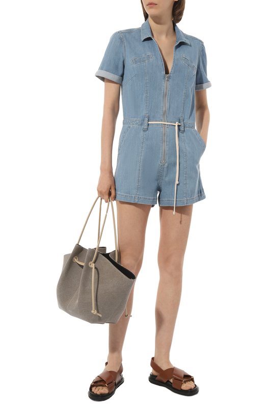 фото Джинсовый комбинезон meg short sleeve romper paige