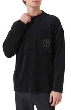Мужская хлопковый лонгслив GIORGIO ARMANI черного цвета, арт. GM001249/TE13896 | Фото 3 (Рукава: Длинные; Длина (для топов): Стандартные; Стили: Кэжуэл; Принт: С принтом; Материал внешний: Хлопок; Мужское Кросс-КТ: Футболка-одежда; Кросс-КТ: Джерси; Автоматизация состава: Проставлено; Автоматизация ТО: Проставлено)