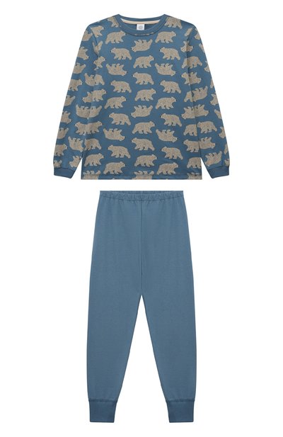 Хлопковая пижама SANETTA синего цвета по цене 6630 руб., арт. 233376, фото 1 Хлопковая пижама SANETTA, арт. 233376, фото 1