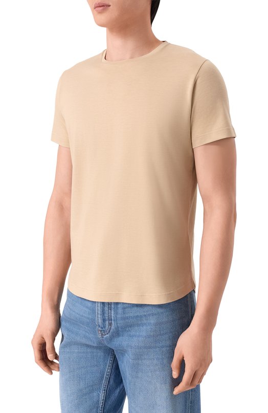 Футболка из шелка и хлопка Loro Piana FAF6128 Бежевый  FAF6128 Фото 3