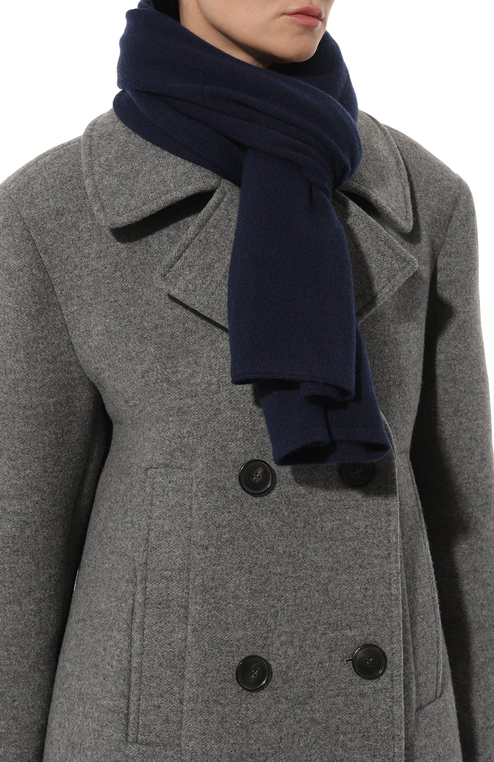 Кашемировый шарф CANOE темно-синего цвета по цене 47180 руб., арт. 4912741, фото 2 Кашемировый шарф CANOE, арт. 4912741, фото 2