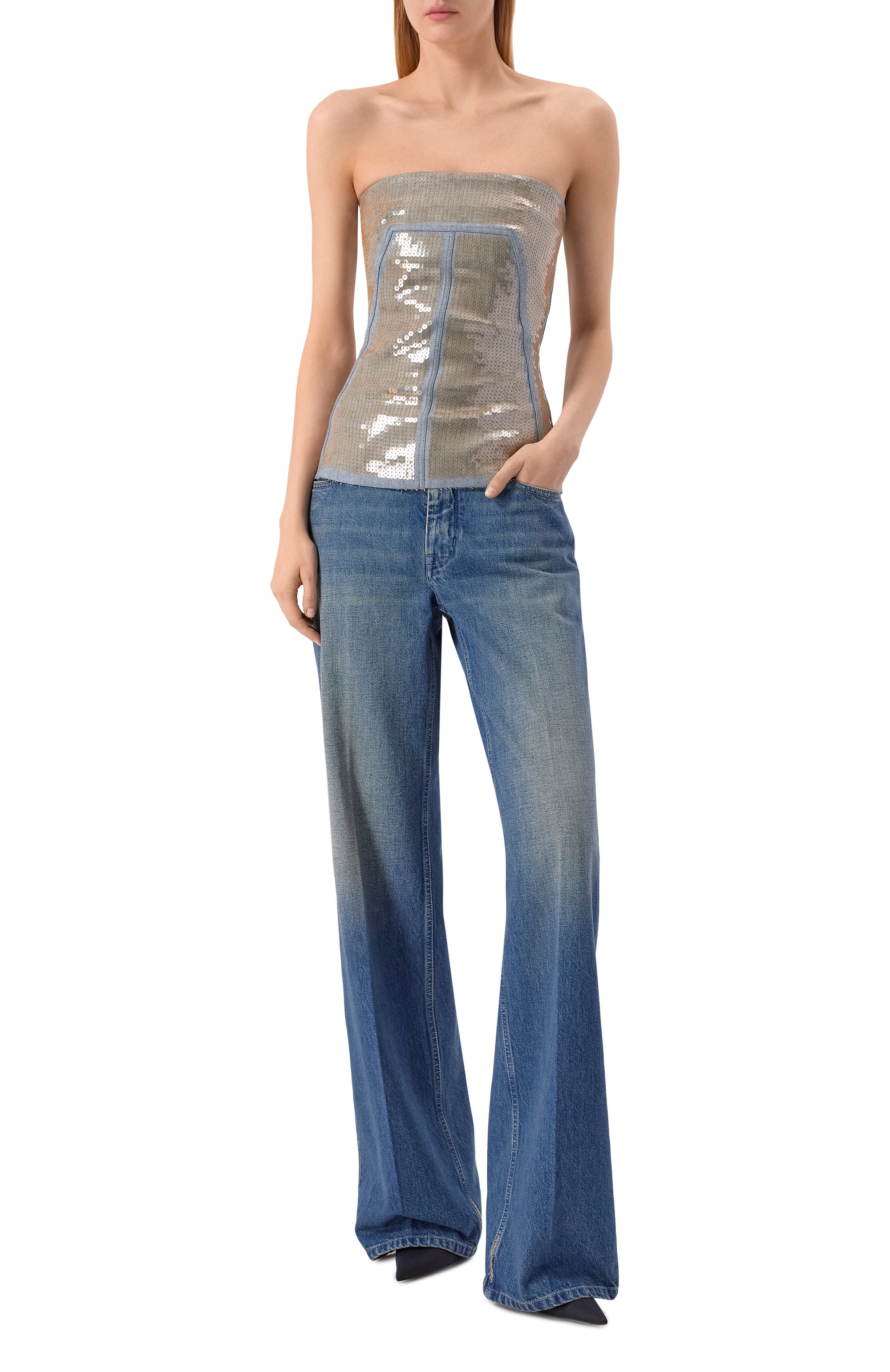 Топ с отделкой пайетками RICK OWENS, арт. RP01F6127/SRAWM1, фото 2