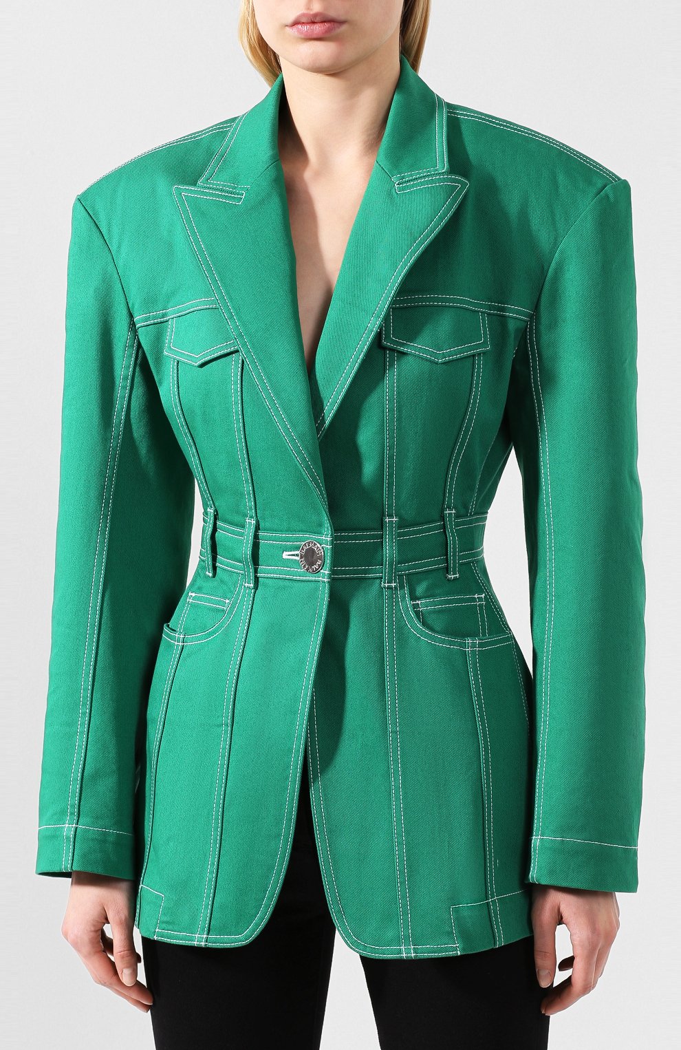 Джинсовый жакет BALMAIN зеленого цвета по цене 199500 руб., арт. TF07315/D022, фото 3 Джинсовый жакет BALMAIN, арт. TF07315/D022, фото 3
