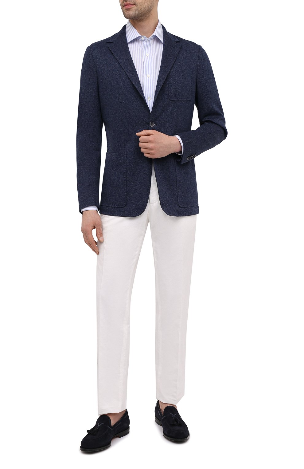 Хлопковый пиджак CANALI темно-синего цвета по цене 99900 руб., арт. J0147/JJ01970, фото 2 Хлопковый пиджак CANALI, арт. J0147/JJ01970, фото 2