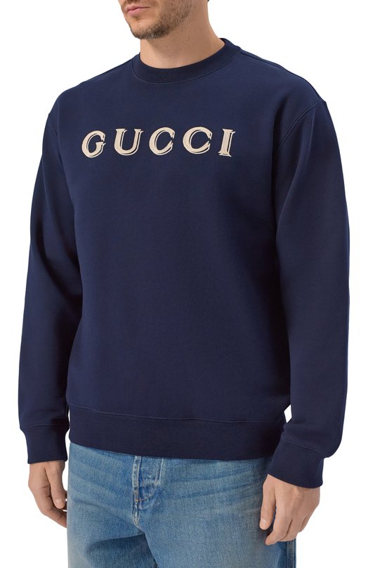 Хлопковый свитшот Gucci 854224/XJHNA Синий  854224/XJHNA Фото 3