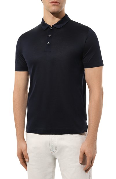 Хлопковое поло CANALI темно-синего цвета по цене 35150 руб., арт. T0238/MJ00002, фото 3 Хлопковое поло CANALI, арт. T0238/MJ00002, фото 3