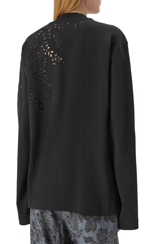 Хлопковый лонгслив Dries Van Noten 251-011150-1603 Чёрный  251-011150-1603 Фото 4