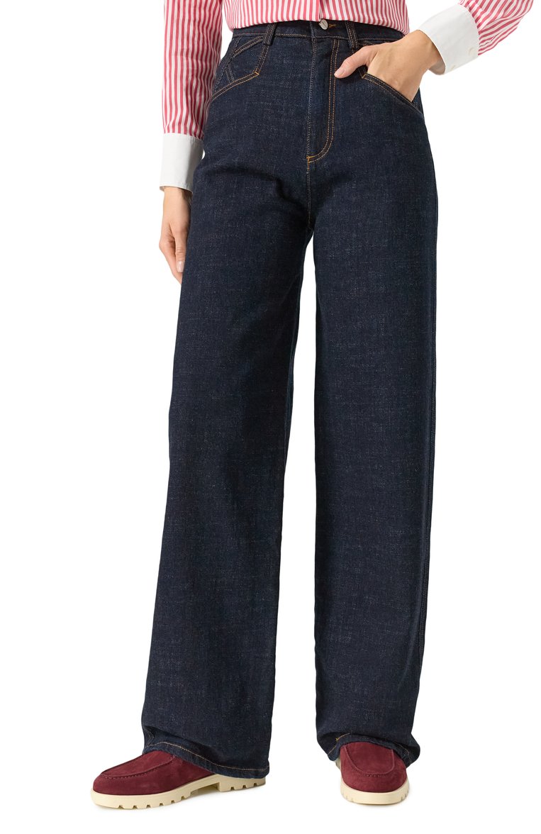 Женские джинсы KITON темно-синего цвета, арт. DJ53102K0900D | Фото 3 (Длина (брюки, джинсы): Стандартные; Материал внешний: Хлопок, Деним; Силуэт Ж (брюки и джинсы): Прямые; Кросс-КТ: Деним; Стили: Минимализм; Автоматизация ТО: Проставлено; Автоматизация состава: Проставлено)