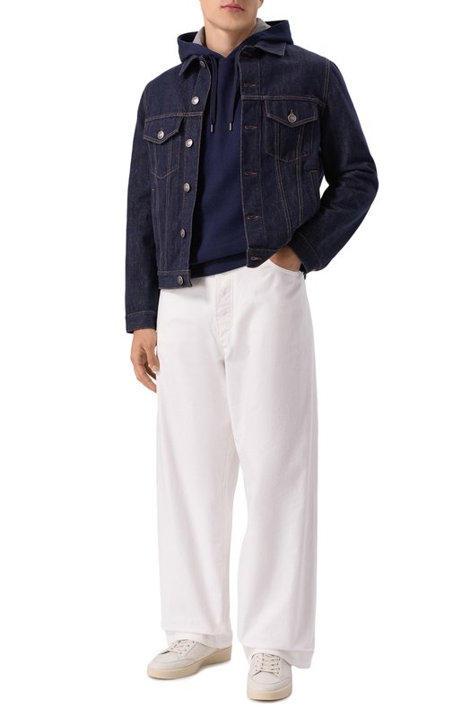 Худи из хлопка и кашемира Brunello Cucinelli MM8319021G Синий  MM8319021G Фото 2