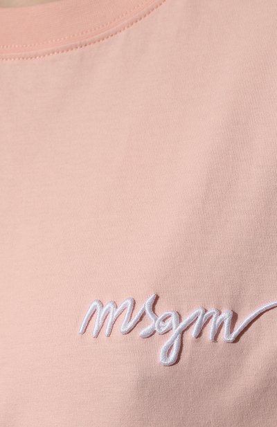 Хлопковая футболка MSGM розового цвета по цене 12800 руб., арт. 3241MDM540 227298, фото 5 Хлопковая футболка MSGM, арт. 3241MDM540 227298, фото 5