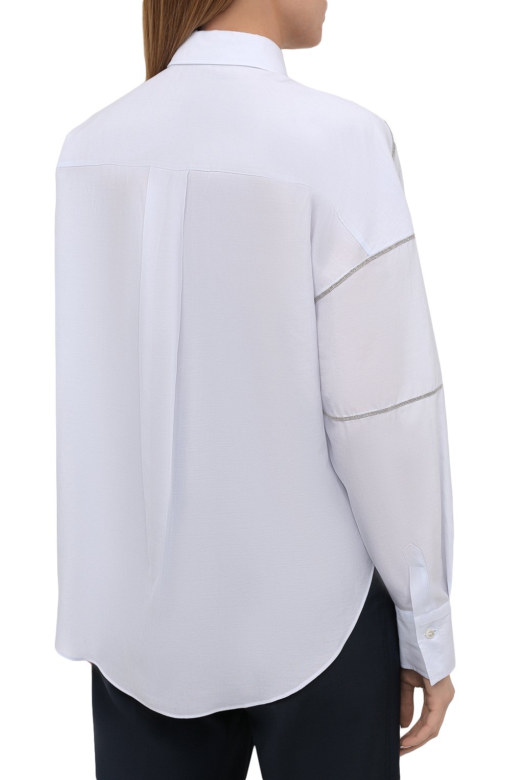 Рубашка из хлопка и шелка BRUNELLO CUCINELLI голубого цвета по цене 152500 руб., арт. MF766NF506, фото 4 Рубашка из хлопка и шелка BRUNELLO CUCINELLI, арт. MF766NF506, фото 4