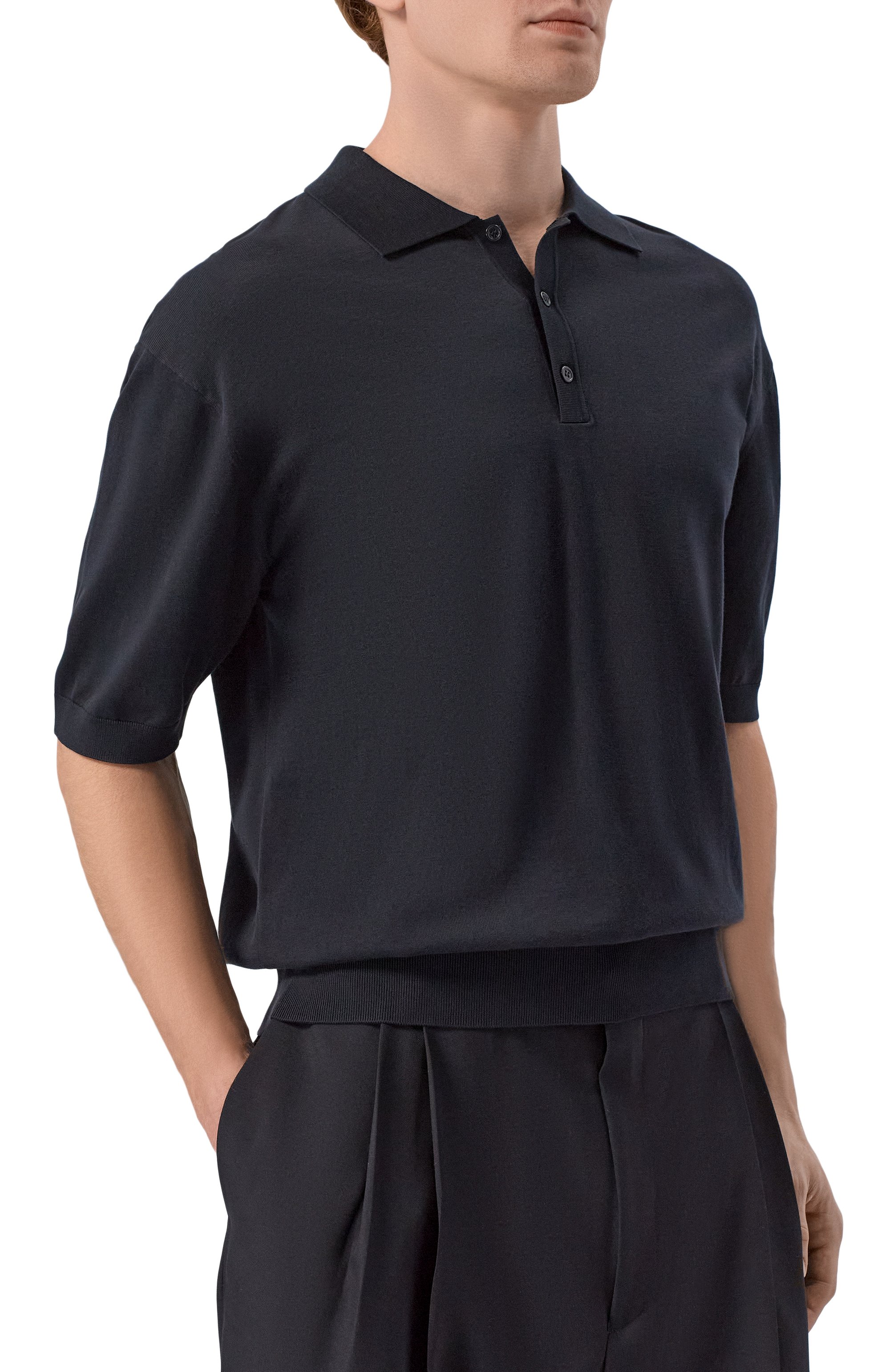 Хлопковое поло LANEUS черного цвета по цене 26650 руб., арт. S6LAMAKP015, фото 3 Хлопковое поло LANEUS, арт. S6LAMAKP015, фото 3