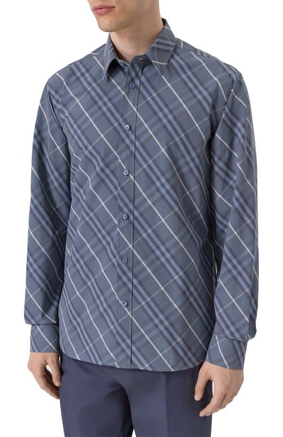 Хлопковая рубашка BURBERRY синего цвета по цене 84250 руб., арт. 8108726, фото 3 Хлопковая рубашка BURBERRY, арт. 8108726, фото 3