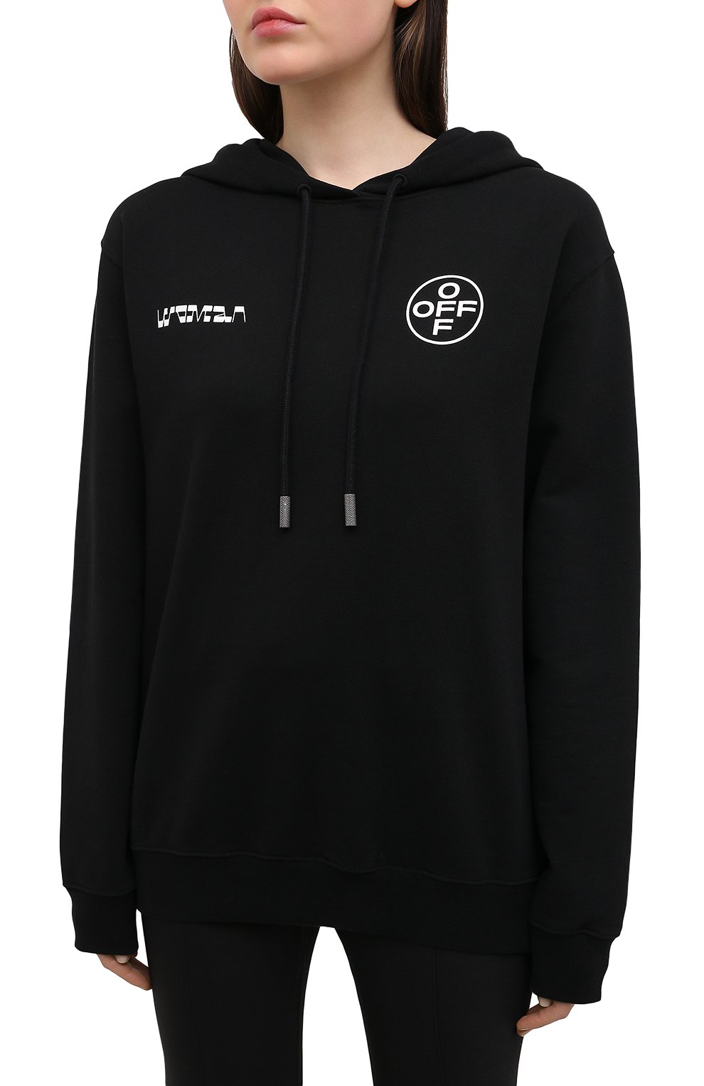 Хлопковое худи OFF-WHITE черного цвета по цене 47500 руб., арт. 0WBB035R21JER005, фото 3 Хлопковое худи OFF-WHITE, арт. 0WBB035R21JER005, фото 3