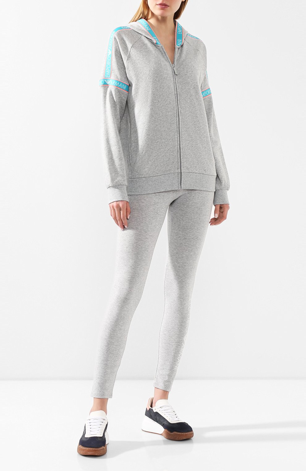 Хлопковые легинсы EMPORIO ARMANI серого цвета по цене 8995 руб., арт. 164162/0P317, фото 2 Хлопковые легинсы EMPORIO ARMANI, арт. 164162/0P317, фото 2