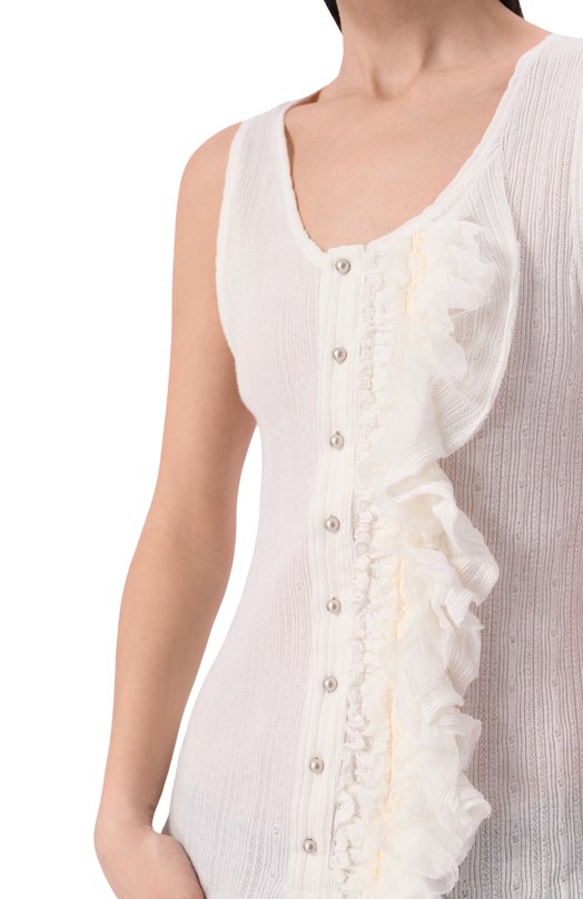 Хлопковая майка Ann Demeulemeester B0013947/FA736 Белый  B0013947/FA736 Фото 5