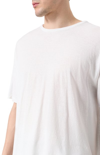 Футболка из хлопка и льна 120% LINO белого цвета по цене 19950 руб., арт. 32ALIM79GR/G308/S01, фото 5 Футболка из хлопка и льна 120% LINO, арт. 32ALIM79GR/G308/S01, фото 5