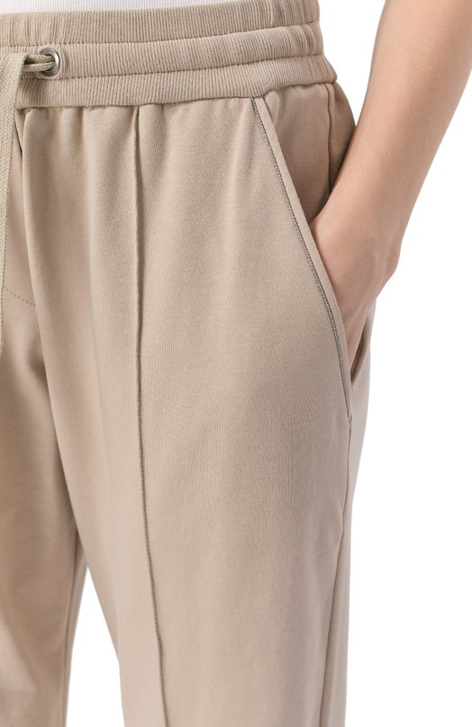 Хлопковые брюки Brunello Cucinelli MH827FB799 Бежевый  MH827FB799 Фото 5