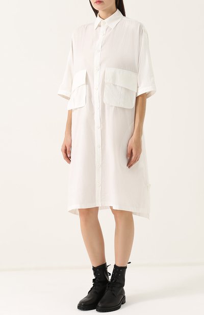 Хлопковое платье-рубашка с накладными карманами Y`S, арт. YQ-D05-030, фото 3