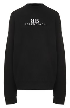 Женский шерстяной свитер BALENCIAGA черного цвета, арт. 818420/T1725 | Фото 1 (Рукава: Длинные; Длина (для топов): Стандартные; Материал внешний: Шерсть; Стили: Гранж; Женское Кросс-КТ: Свитер-одежда)