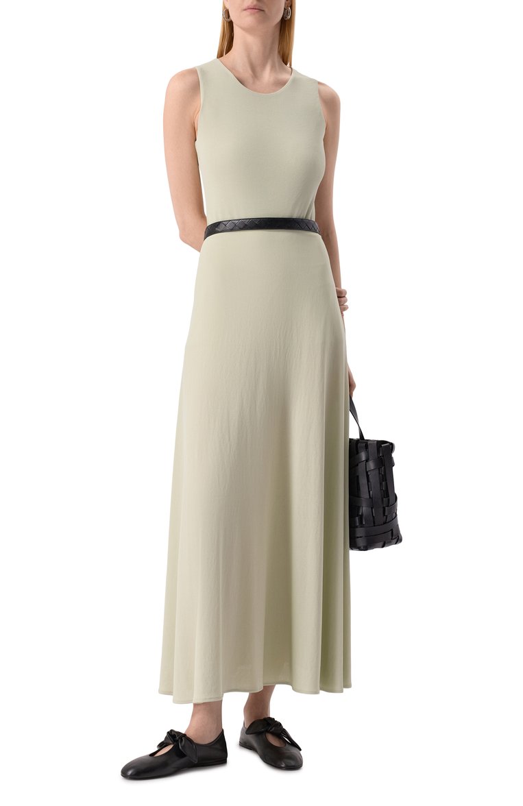 Женское боди из вискозы JIL SANDER светло-зеленого цвета, арт. J04NC0001/J65016 | Фото 2 (Материал внешний: Вискоза; Кросс-КТ: костюм; Рукава: Без рукавов; Стили: Минимализм; Автоматизация состава: Проставлено; Автоматизация ТО: Проставлено)