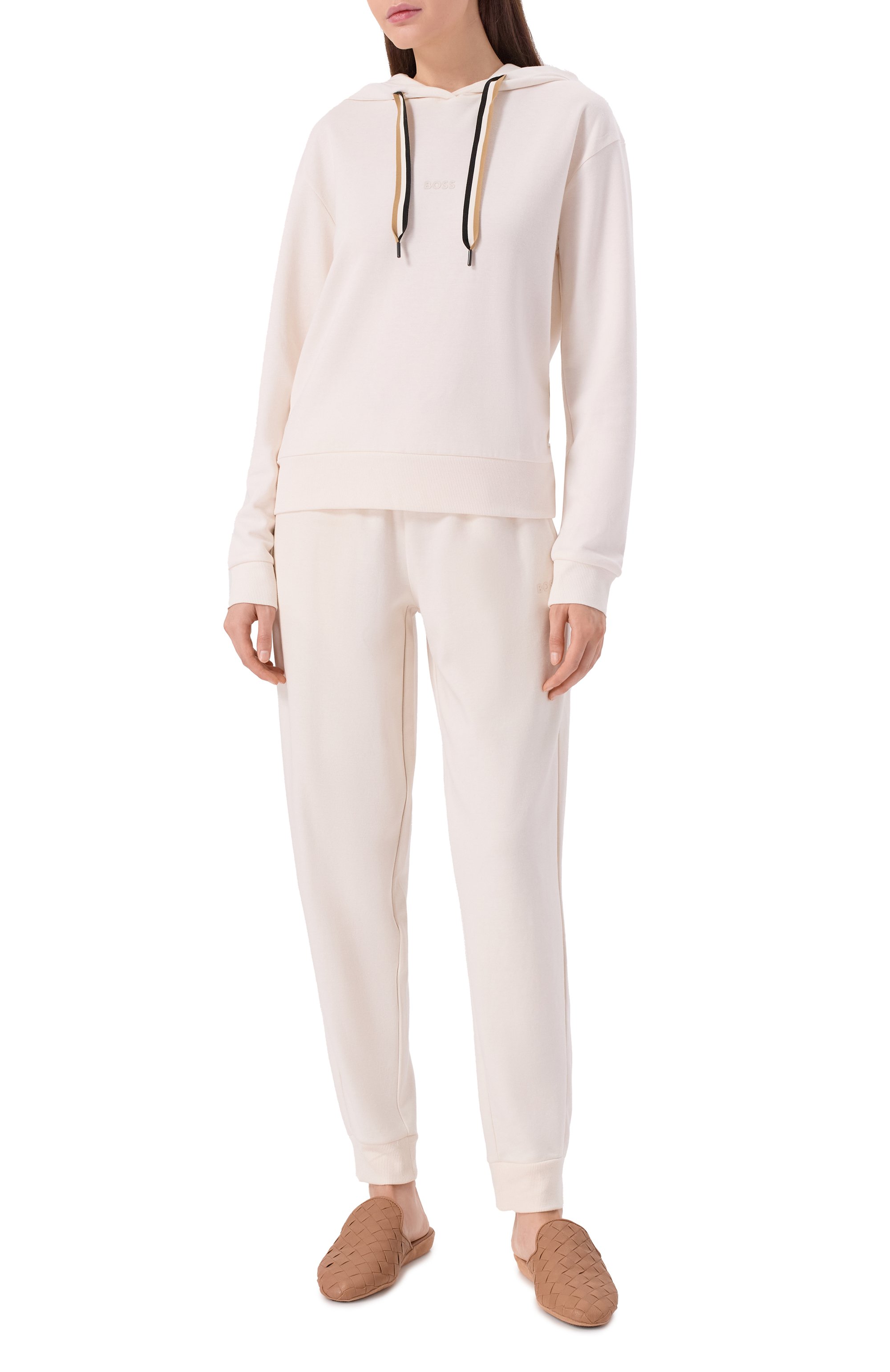 Худи из хлопка и лиоцелла BOSS кремового цвета по цене 13600 руб., арт. 50524760, фото 2 Худи из хлопка и лиоцелла BOSS, арт. 50524760, фото 2