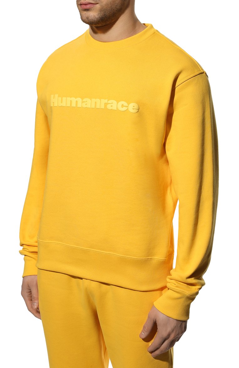 Мужской хлопковый свитшот adidas originals x pharrell williams ADIDAS ORIGINALS желтого цвета, арт. HI5544 | Фото 3 (Материал внешний: Хлопок; Рукава: Длинные; Длина (для топов): Стандартные; Мужское Кросс-КТ: свитшот-одежда; Принт: С принтом; Стили: Спорт-шик)