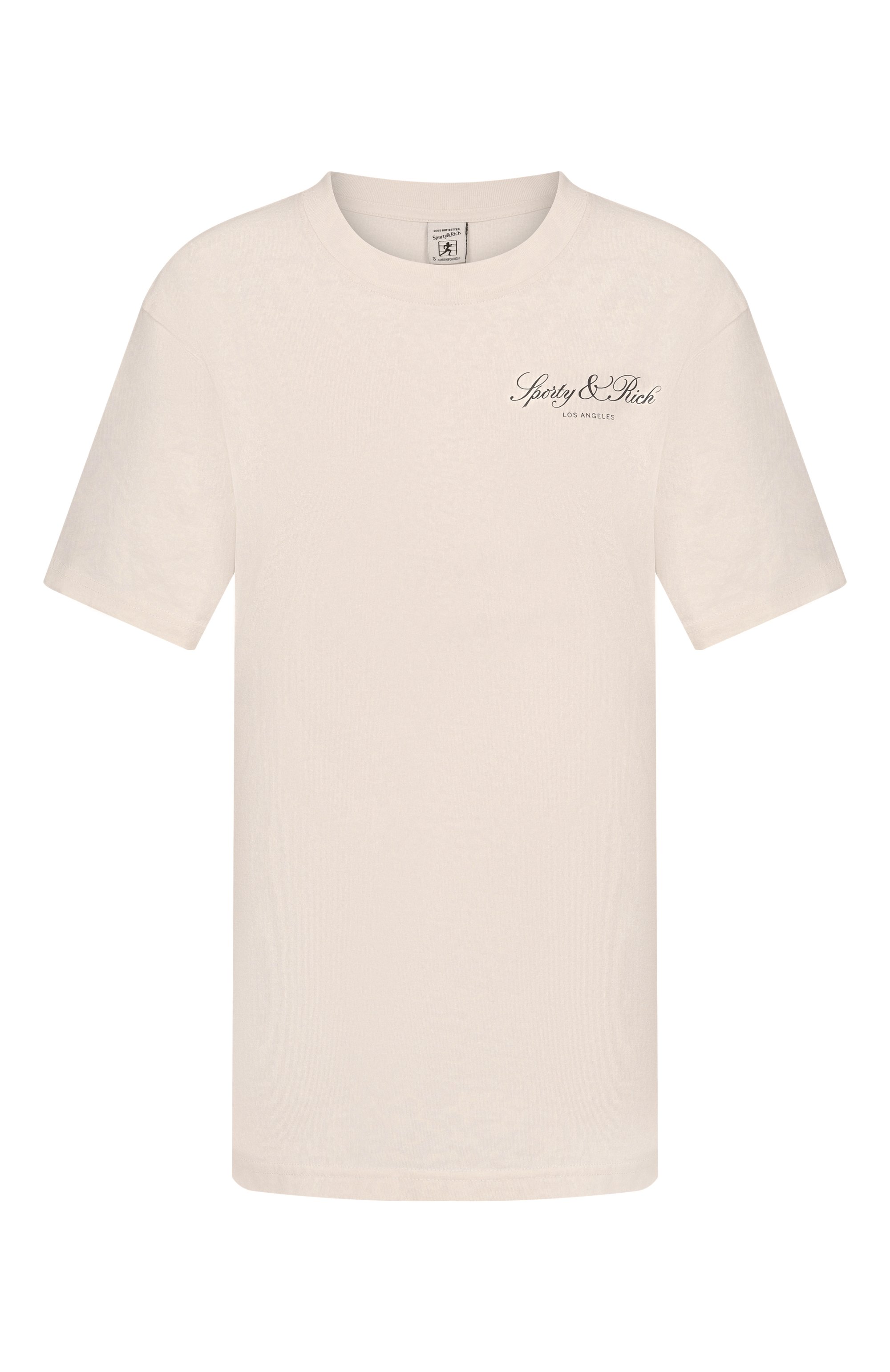 Хлопковая футболка SPORTY AND RICH кремового цвета по цене 12150 руб., арт. T011976269WH37, фото 1 Хлопковая футболка SPORTY AND RICH, арт. T011976269WH37, фото 1