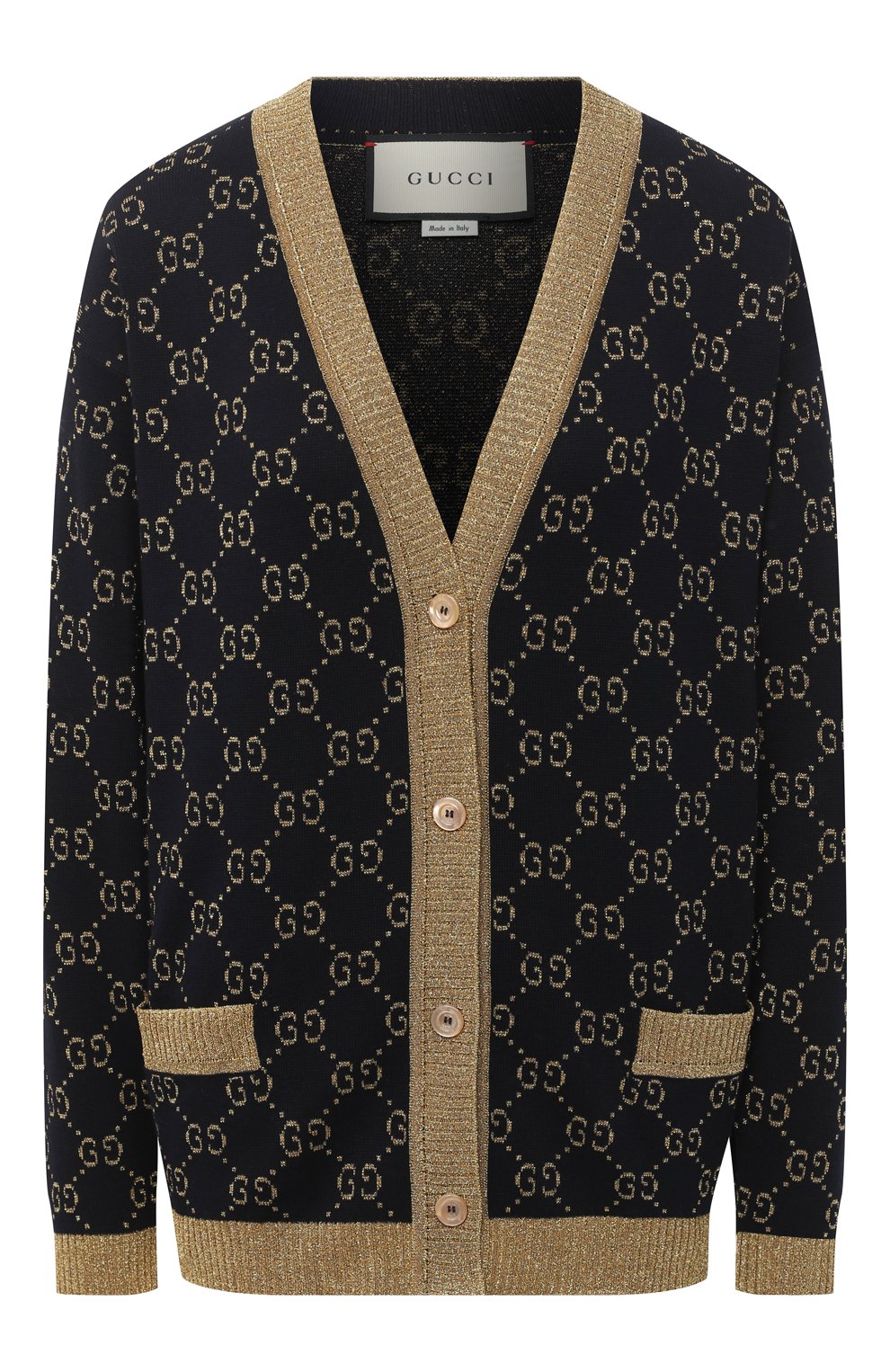 Хлопковый кардиган GUCCI синего цвета по цене 158400 руб., арт. 529193/X9W83, фото 1 Хлопковый кардиган GUCCI, арт. 529193/X9W83, фото 1
