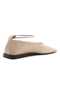 Женские кожаные балетки ballerina JIL SANDER кремвого цвета, арт. JS30217A-15070 | Фото 3 (Материал внутренний: Натуральная кожа; Подошва: Плоская; Каблук высота: Низкий; Материал сплава: Проставлено; Драгоценные камни: Проставлено; Материал внешний: Натуральная кожа)