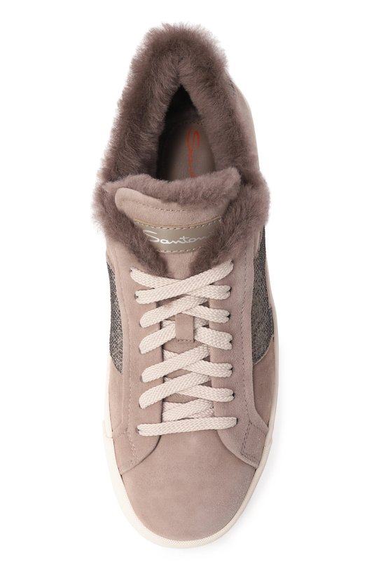 Замшевые кеды Santoni WBGG61421PNNPSXS Бежевый  WBGG61421PNNPSXS Фото 6