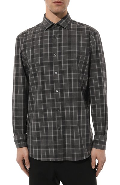 Хлопковая рубашка ZEGNA темно-серого цвета по цене 49950 руб., арт. UCX21A6/SRF5, фото 3 Хлопковая рубашка ZEGNA, арт. UCX21A6/SRF5, фото 3