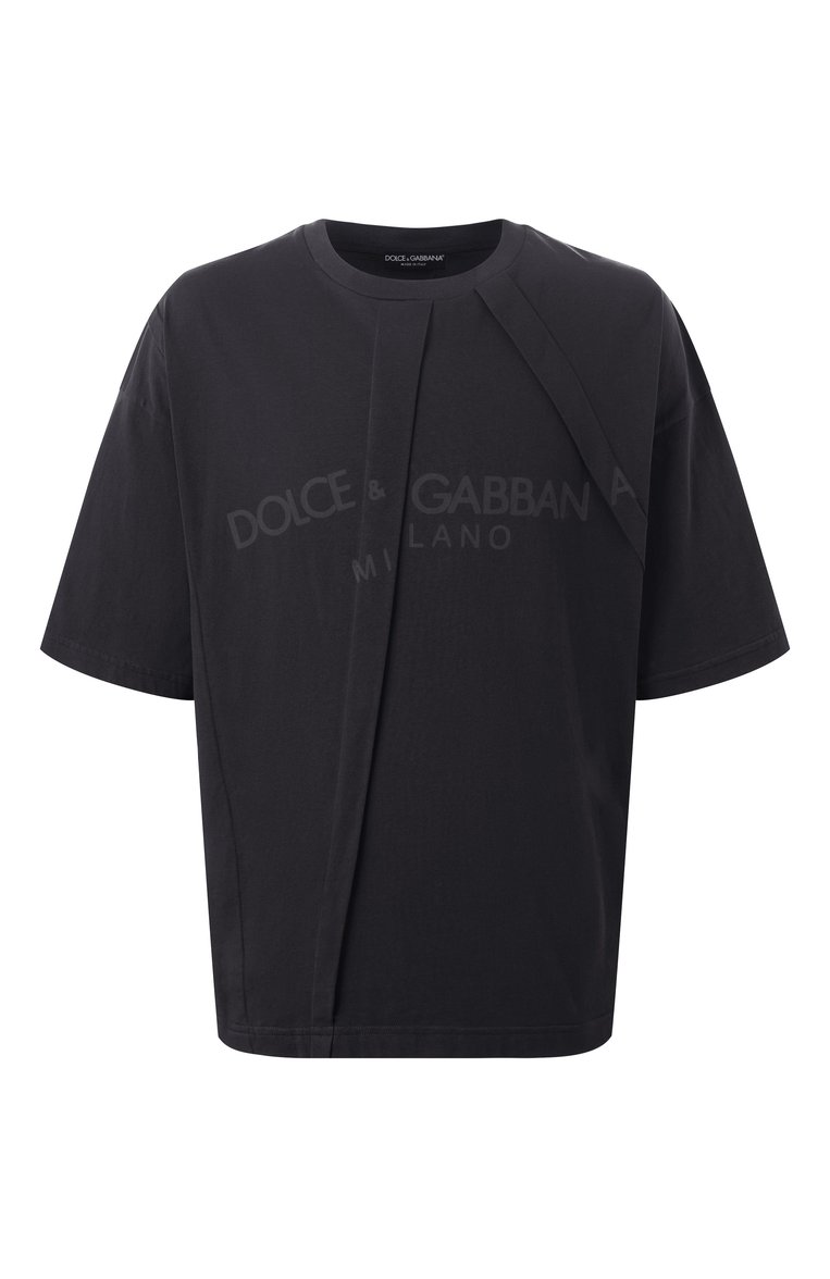 Мужская хлопковая футболка DOLCE & GABBANA черного цвета, арт. G8SN9T/G702M | Фото 1 (Длина (для топов): Стандартные; Принт: С принтом; Стили: Кэжуэл; Материал внешний: Хлопок; Кросс-КТ: Джерси; Мужское Кросс-КТ: Футболка-одежда; Автоматизация состава: Проставлено; Автоматизация ТО: Проставлено; Размерность: Идёт в размер; Детали: Без декора; Рукава: Короткие)