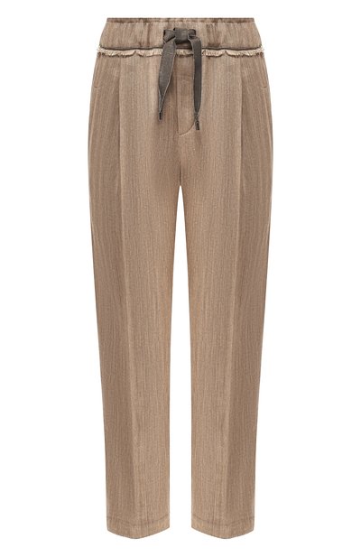 Женские брюки из хлопка и льна BRUNELLO CUCINELLI, арт. MF578P6905