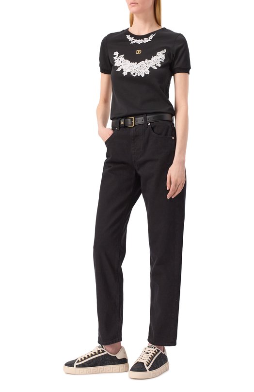 Хлопковая футболка Dolce & Gabbana F8N08T/GDCTJ Чёрный  F8N08T/GDCTJ Фото 2
