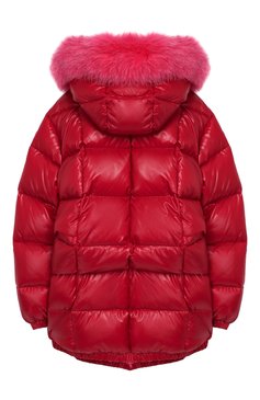 Детская пуховик с меховой отделкой parana MONCLER ENFANT бордового цвета, арт. E2-954-46322-25-C0067/4-6A | Фото 2 (Материал внешний: Синтетический материал; Статус проверки: Проверена категория, Проверено; Материал подклада: Синтетический материал; Рукава: Длинные; Материал утеплителя: Пух и перо; Девочки Кросс-КТ: Пуховик-верхняя одежда; Кросс-КТ: Зима; Материал сплава: Проверено, Проставлено; Драгоценные камни: Проставлено)