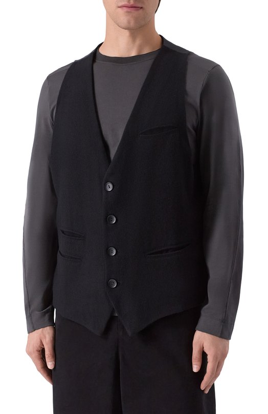 Комбинированный жилет Andrea Ya'aqov 25M0RC36/W00L CASHMERE Чёрный  25M0RC36/W00L CASHMERE Фото 3