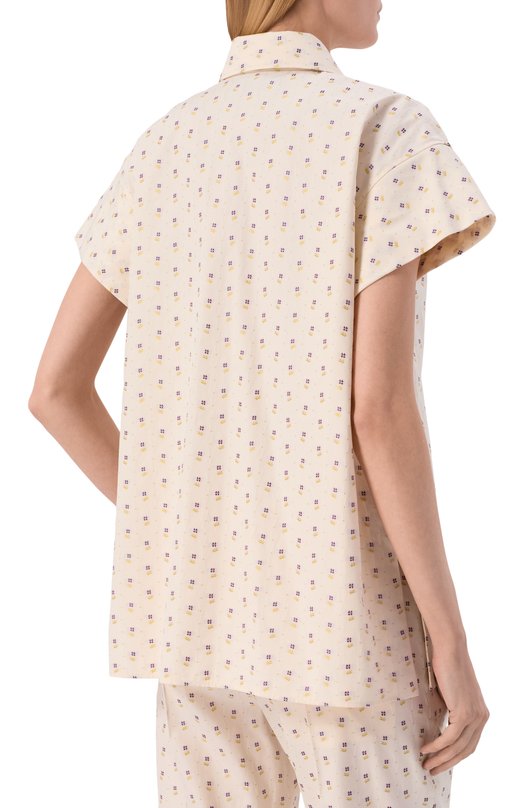 Рубашка из хлопка и вискозы Valentino 8B3AA0F0/A4K Кремовый  8B3AA0F0/A4K Фото 4