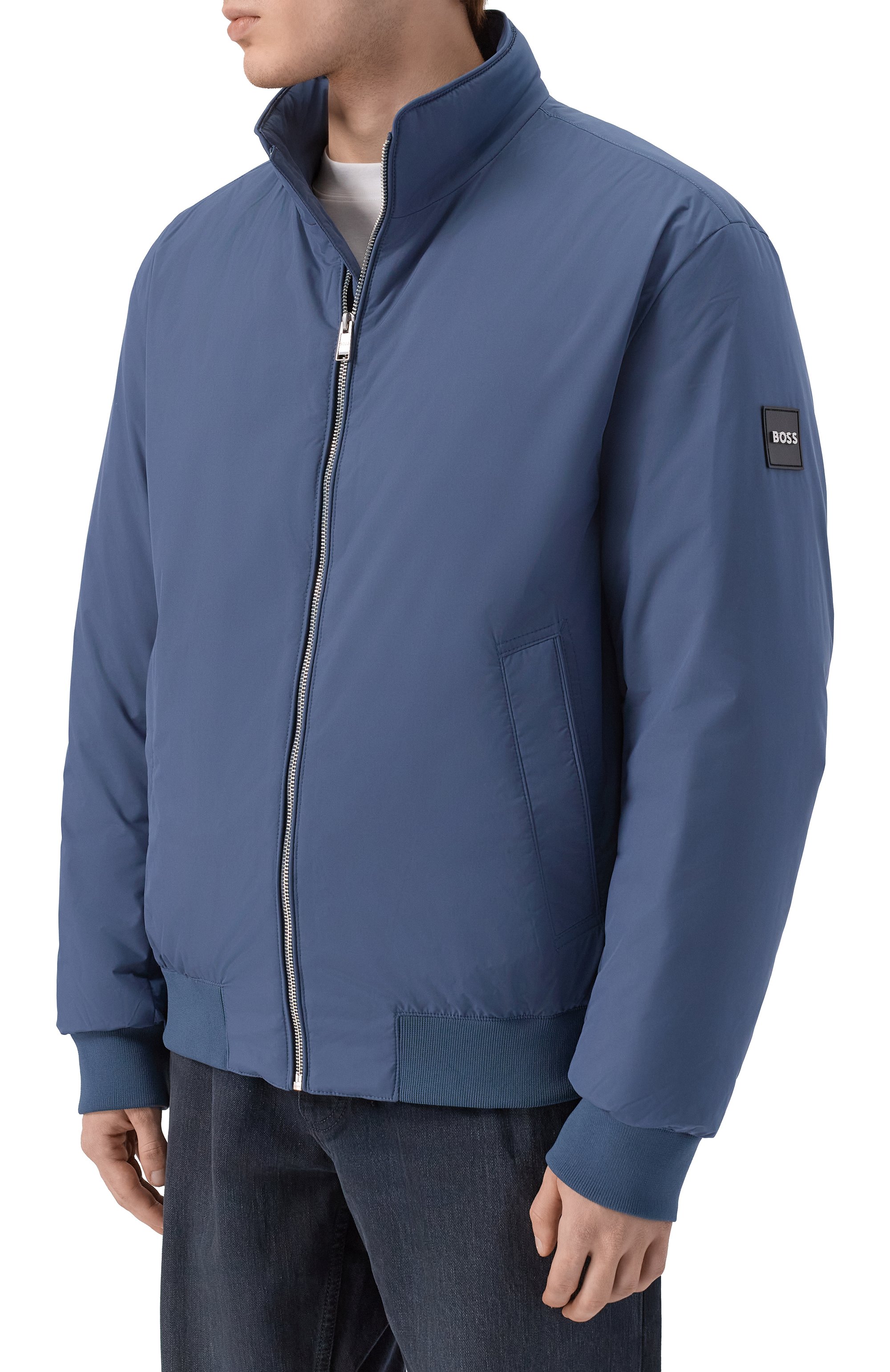 Утепленный бомбер BOSS синего цвета по цене 52950 руб., арт. 50553625, фото 3 Утепленный бомбер BOSS, арт. 50553625, фото 3